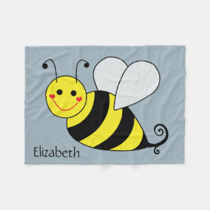 Cute Bumble Bee Personalised Fleece Blanket