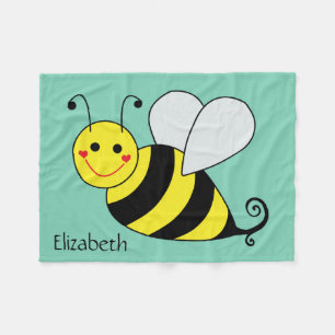 Cute Bumble Bee Personalised Fleece Blanket