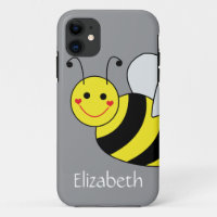 Cute Bumble Bee Personalised Grey