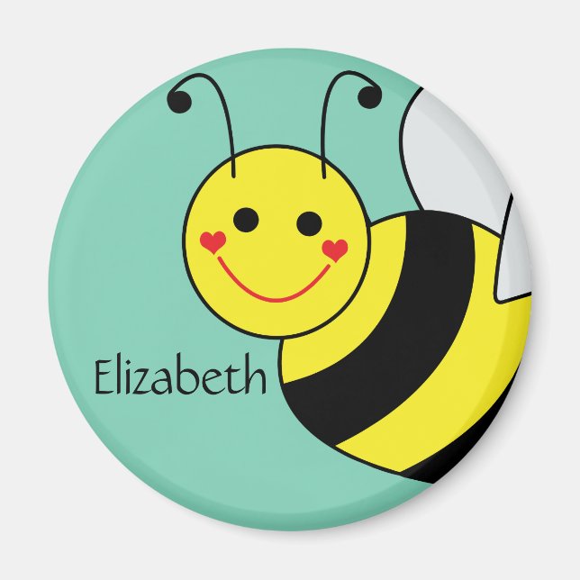 Cute Bumble Bee Personalised Magnet (Front)