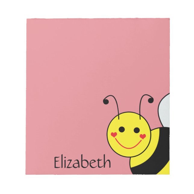 Cute Bumble Bee Personalised Notepad (Front)