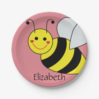Cute Bumble Bee Personalised Paper Plate