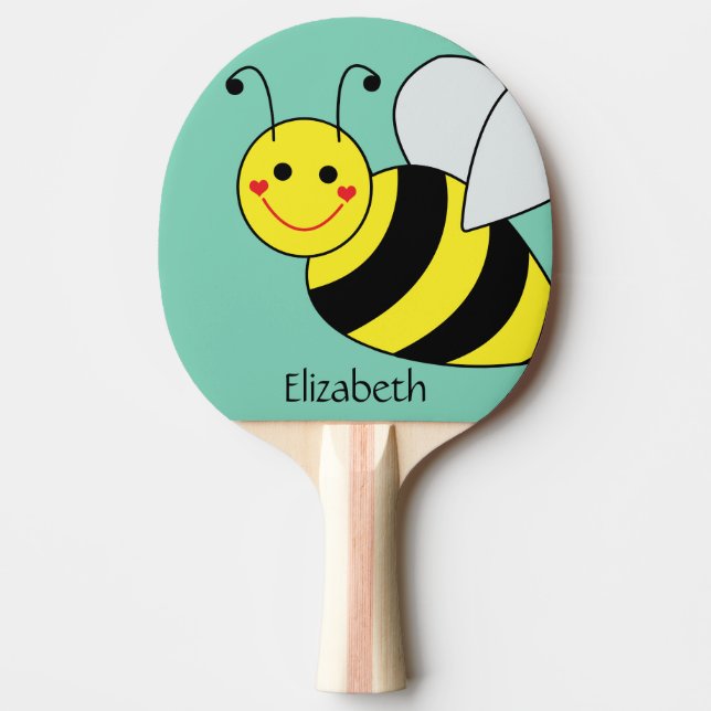 Cute Bumble Bee Personalised Ping Pong Paddle (Front)