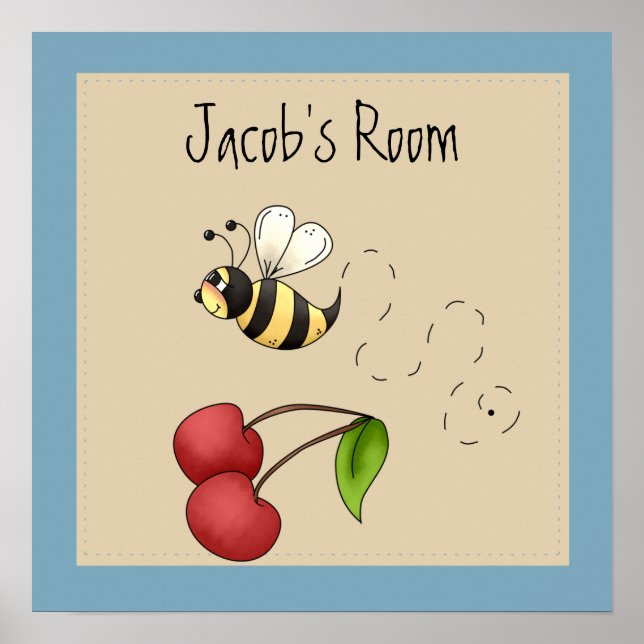 Cute Bumble Bee Personalised Poster (Front)