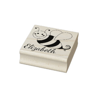 Cute Bumble Bee Personalised Rubber Stamp