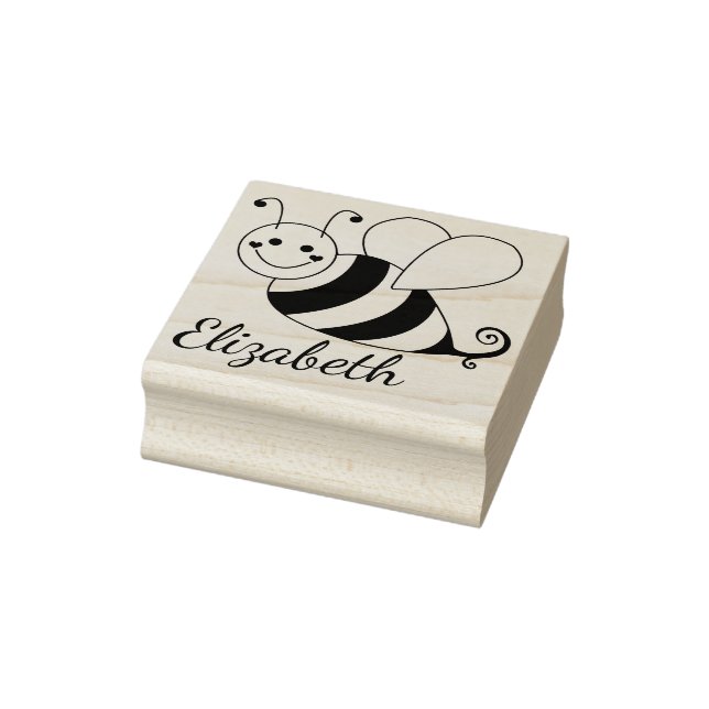 Cute Bumble Bee Personalised Rubber Stamp (Stamp)