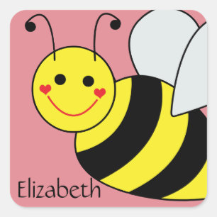 Cute Bumble Bee Personalised Square Sticker