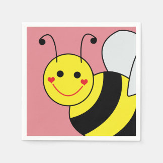 Cute Bumble Bee Pink Napkin