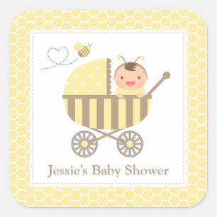 Cute Bumble Bee Stroller Baby Shower Labels