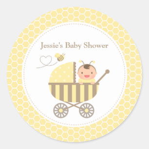 Cute Bumble Bee Stroller Baby Shower Labels