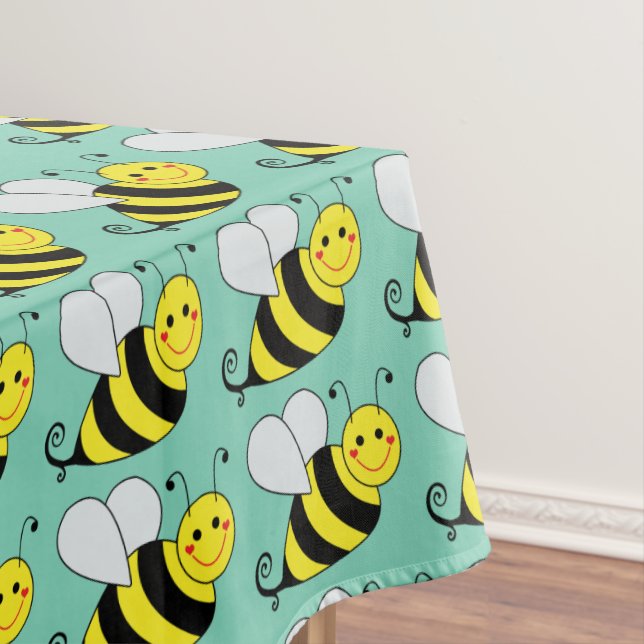 Cute Bumble Bee Tablecloth (In Situ)