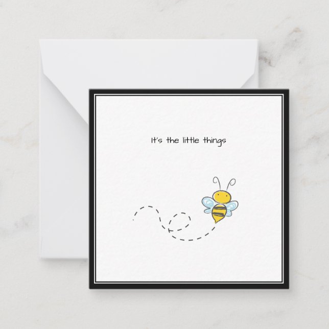 Cute Bumble Bee Thank You Mini Note Card (Front)