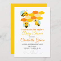 Cute Bumble Bee Triplets Personalised Baby Shower