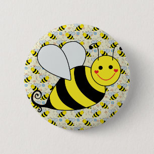 Cute Bumble Bee with Pattern 6 Cm Round Badge