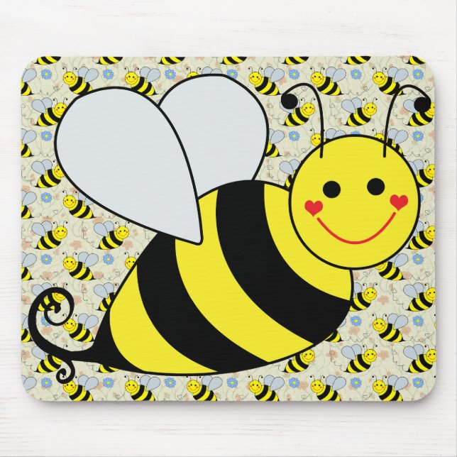 Cute Bumble Bee with Pattern Mouse Mat (Front)