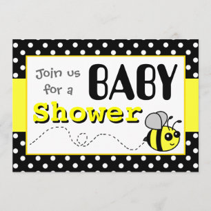 Cute Bumble Bee Yellow and Black Baby Shower Invitation