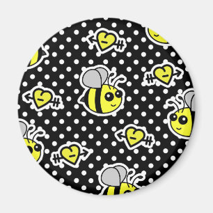 Cute Bumble Bee Yellow and Black Polka Dot Magnet