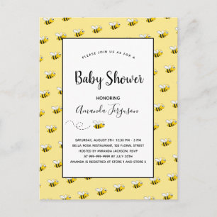 Cute bumble bee yellow baby shower postcard