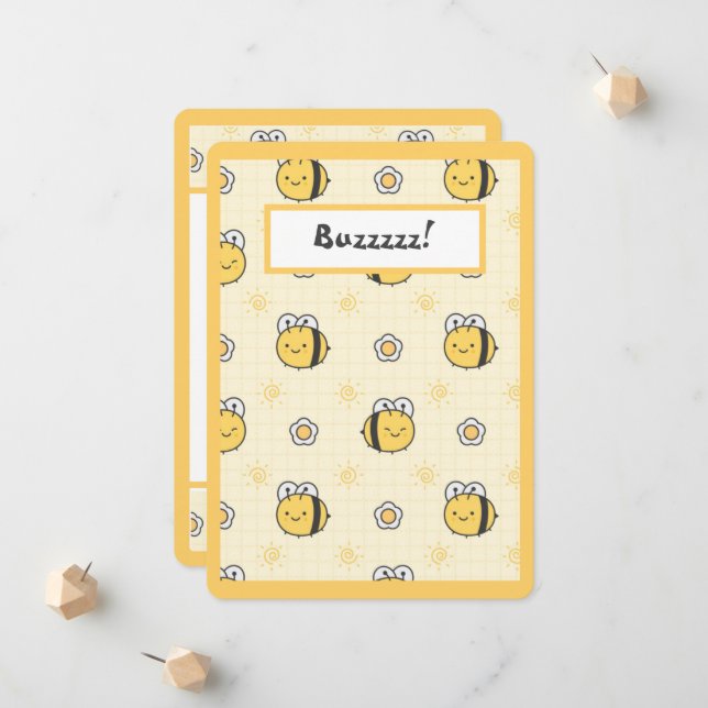 Cute Bumble Bee Yellow Cute Announcement (Front/Back In Situ)