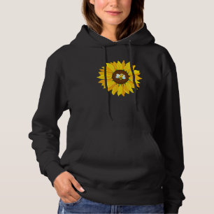 Cute Bumble Bee Yellow Sunflower Blossom Petal Flo Hoodie