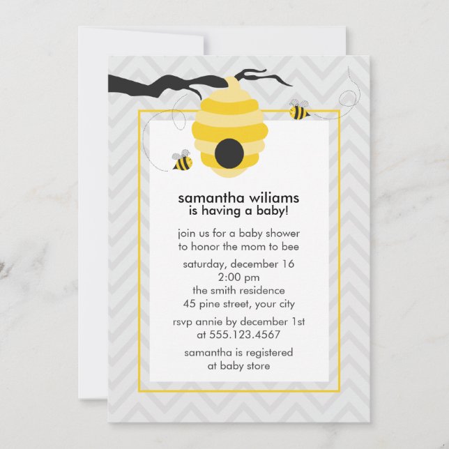 Cute Bumble Bees Baby Shower Invitation (Front)