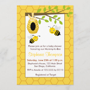 Cute Bumble Bees Baby Shower Invitations