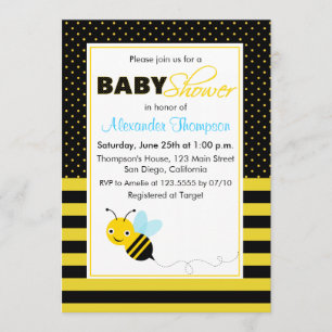 Cute Bumble Bees Boy Baby Shower Invitation