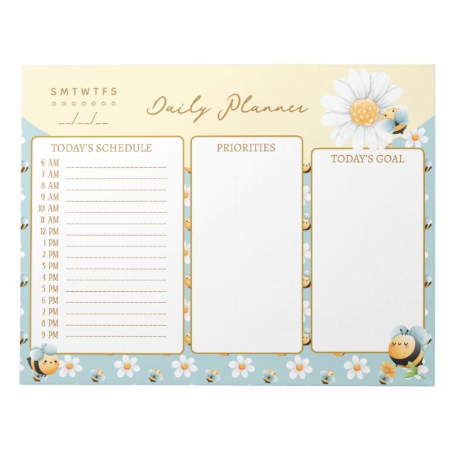 Cute Bumble Bees Planner Notepad (Front)