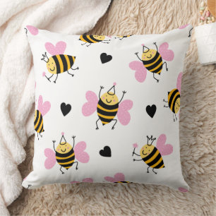 Cute Bumblebee and Rainbow Nursery  Cushion