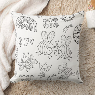 Cute Bumblebee and Rainbow Nursery Cushion