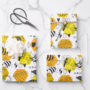 Cute Bumblebee and Rainbow Nursery Wrapping Paper Sheet