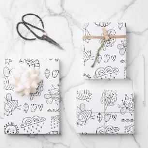Cute Bumblebee and Rainbow Nursery Wrapping Paper Sheet