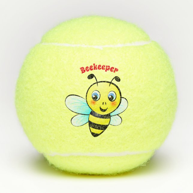 Cute Bumblebee Cartoon Tennis Balls (Front)