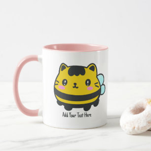 Cute Bumblebee Cat Personalised Text Mug