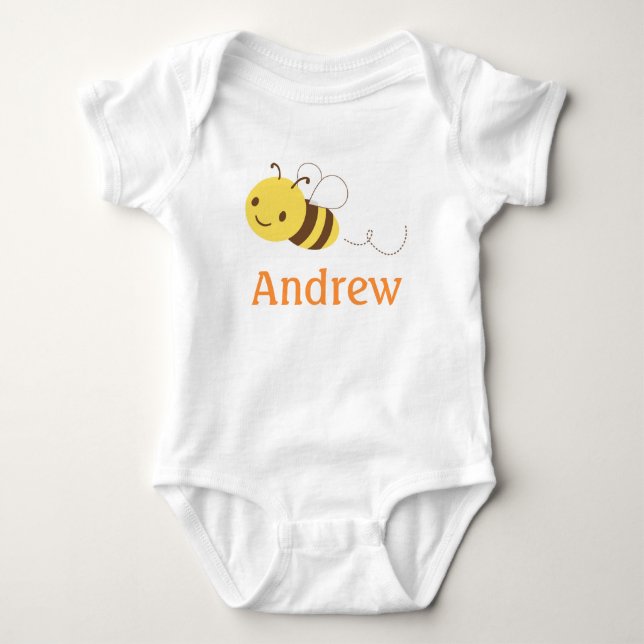 Cute Bumblebee Custom Personalised Baby's Name Baby Bodysuit (Front)