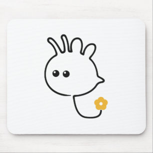 Cute Bumblebee One Line Art with Yellow Flower Mouse Mat