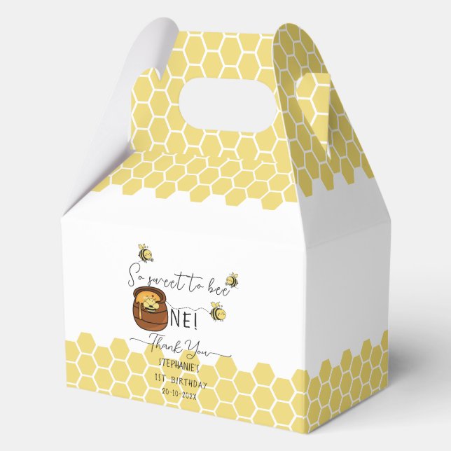 Cute Bumblebee So Sweet To Bee One 1st Birthday Favour Box (Front)
