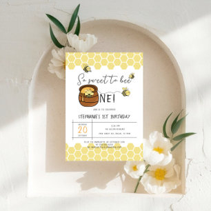 Cute Bumblebee So Sweet To Bee One 1st Birthday Invitation