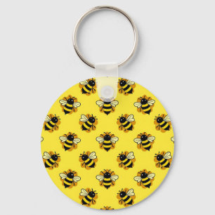 Cute Bumblebee Summer Pattern Key Ring