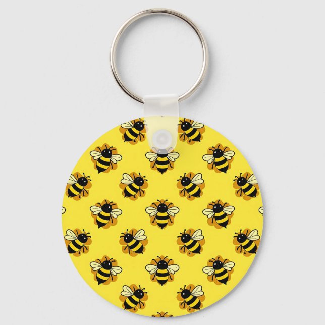 Cute Bumblebee Summer Pattern Key Ring (Front)