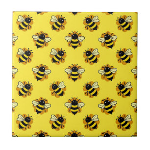 Cute Bumblebee Summer Pattern Tile