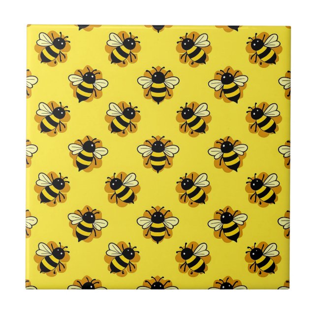 Cute Bumblebee Summer Pattern Tile (Front)