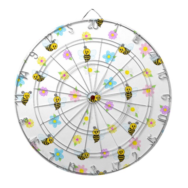Cute Bumblebee Yellow Black Bumble Bee Colourful Dartboard (Front)