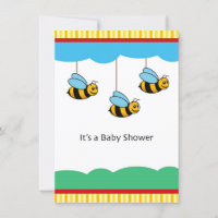Cute Bumblebees Baby Shower Invitation