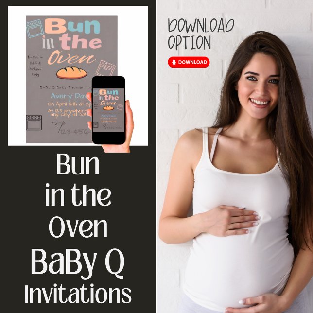 Cute Bun In Oven BaBy Q Shower  Invitation (Creator Uploaded)