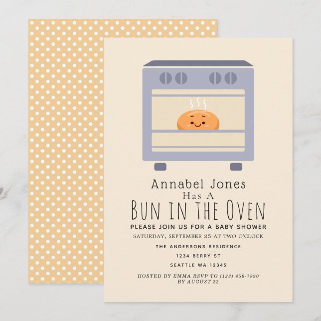 Cute Bun in the Oven Gender-Neutral Baby  Invitation (Front/Back)