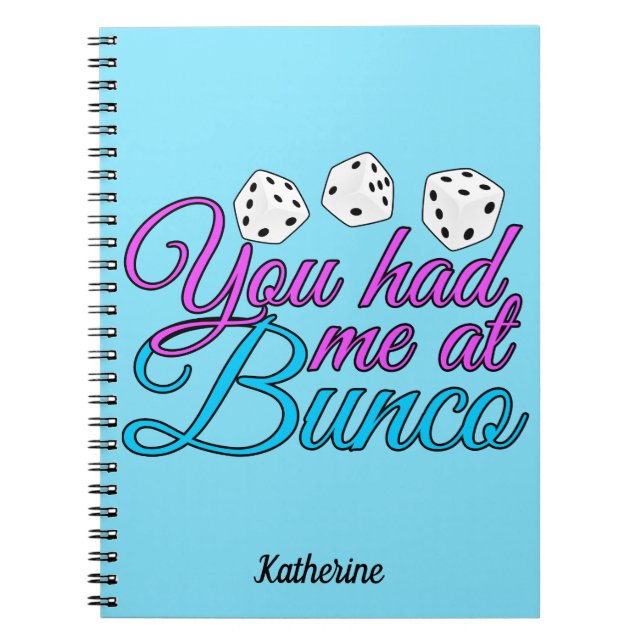 Cute Bunco Game Night Blue Personalised Notebook (Front)