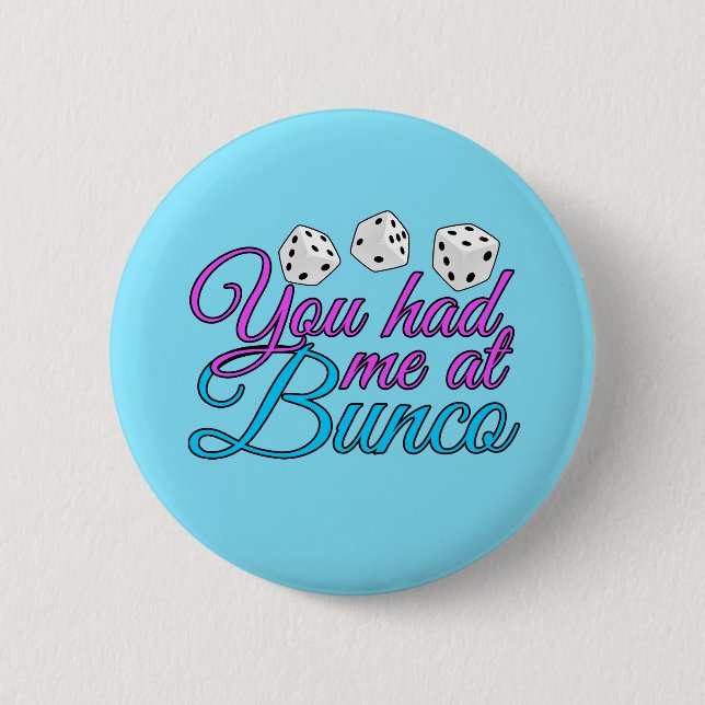 Cute Bunco Game Night Pink Blue Dice 6 Cm Round Badge (Front)