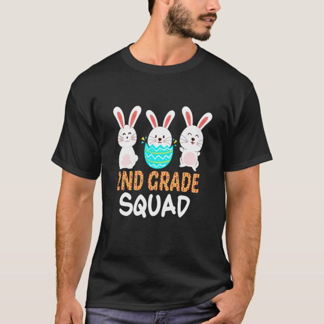 Cute Bunnies 2nd Grade Teacher Squad Easter Day Ti T-Shirt (Front)