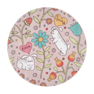 Cute Bunnies: Adorable Seamless Charm. Cutting Board